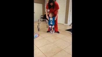 Three Year Old with Cerebral Palsy Taking her First Steps 