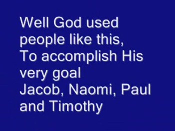 Here is a Bible Video Quiz. Can you match the emotion with the Bible characters in the song? God used many people with different emotions and abilities, in the Bible to bring about His plans and in the end bring Glory to God. This song is about this. God can take your weaknesses and turn them into strengths!!!!<br /><br />Just realized that I spelled a name wrong in the video. It should be Zaccheus, not Zacchaes. 