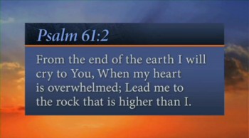 In Short: Your need doesn't overwhelm God!<br /><br />Verse: "From the end of the earth I will cry to You, when my heart is overwhelmed; lead me to the rock that is higher than I."<br />—Psalm 61:2<br /><br />For more daily devotionals, visit www.itiswritten.com/everyword<br /><br />03/16/13