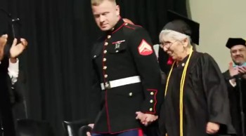 US Marine Surprises Graduating Grandmother 