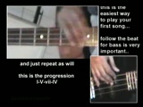 simple bass tutorial the easiest way 2 play a song 4 notes.<br />most important notes key of D: <br />D - A - B - G