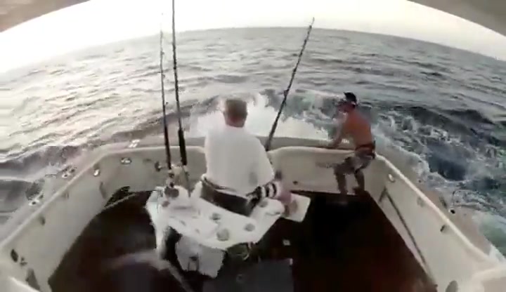 Fish Jumps Into Boat. . .Man Jumps Out! Too Funny