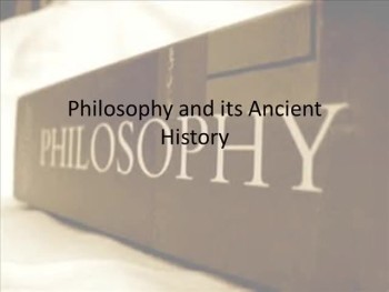 Philosophy and its Ancient History