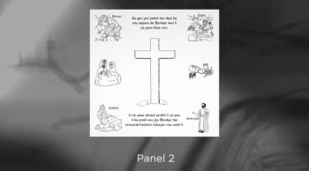 Memory Cross has created a fun interactive Gospel tract in Haitian Creole.  This interactive tract has four panels that never stops folding which fascinates children as well as adults while presenting God's plan of salvation in the native language of Haiti.<br /><br />Memory Cross tracts can be translated into any language with a minimum of 250 per order.