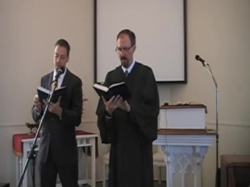 Pastor MacLaren and Joseph Waggoner sing this profound hymn on the wisdom of God during the Sunday Worship Service of First Presbyterian Church in Perkasie, PA (August 24, 2014). Mrs. Rebekah Waggoner accompanies on the piano. First Church is a member of the Orthodox Presbyterian Church.  The Rev. R. Scott MacLaren is the pastor.