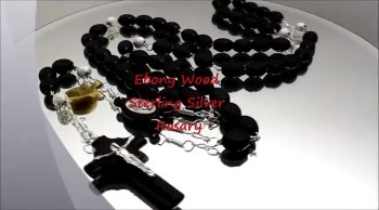 Ebony Wood Sterling Silver Rosary 