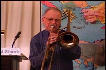 “Onward Christian Solders” – David Warren  – BFTBC<br />				<br />On Thursday, May 21, 2015, David Warren played “Onward Christian Soldiers” on the trombone at the midweek service of the Bible For Today Baptist Church of Collingswood, New Jersey.<br /><br />All midweek services are streamed live Thursdays at 8:00 pm ET at  https://biblefortoday.org/flow_player.htm<br />				<br />Pastor D. A. Waite<br />Bible For Today Baptist Church<br />900 Park Avenue<br />Collingswood, NJ 08108<br />				<br />www.BibleForToday.org<br />856-854-4747<br /><br />Onward, Christian soldiers, marching as to war,<br />With the cross of Jesus going on before.<br />Christ, the royal Master, leads against the foe;<br />Forward into battle see His banners go!<br /><br />Refrain<br /><br />Onward, Christian soldiers, marching as to war,<br />With the cross of Jesus going on before.<br /><br />At the sign of triumph Satan’s host doth flee;<br />On then, Christian soldiers, on to victory!<br />Hell’s foundations quiver at the shout of praise;<br />Brothers lift your voices, loud your anthems raise.<br /><br />Refrain<br /><br />Like a mighty army moves the church of God;<br />Brothers, we are treading where the saints have trod.<br />We are not divided, all one body we,<br />One in hope and doctrine, one in charity.<br /><br />Refrain<br /><br />What the saints established that I hold for true.<br />What the saints believèd, that I believe too.<br />Long as earth endureth, men the faith will hold,<br />Kingdoms, nations, empires, in destruction rolled.<br /><br />Refrain<br /><br />Crowns and thrones may perish, kingdoms rise and wane,<br />But the church of Jesus constant will remain.<br />