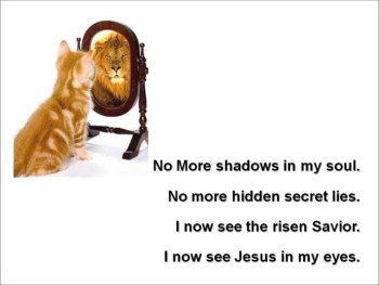 I once read that as believers in Christ, we should all be seen differently.  If Jesus made a difference in our lives, it should show on our faces.  So when you look in the mirror, you should be able to see Jesus in you.  <br /><br />Likewise, when you see other believers, can you see Jesus in their eyes?