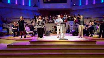 Aloma Baptist Church's praise team and choir lead in singing Matt Redman's "10,000 Reasons (Bless The Lord)" during this morning's "Celebrate" service.  Aloma continues to worship the Lord.