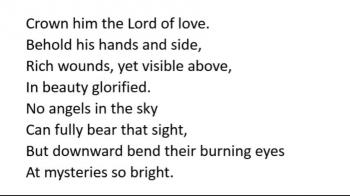 Hymn and lyrics on white background