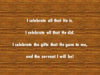 A nice sing-along praise song which acknowledges the Lord's deity, sacrifice and love for His own. (This song was written for use during our church's "40 Days of Purpose" finale supper.)