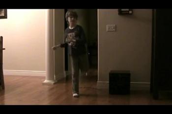 Our eight year old son thinks he can dance.