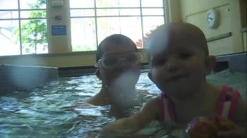 Baby Elizabeth Swims Across Pool
