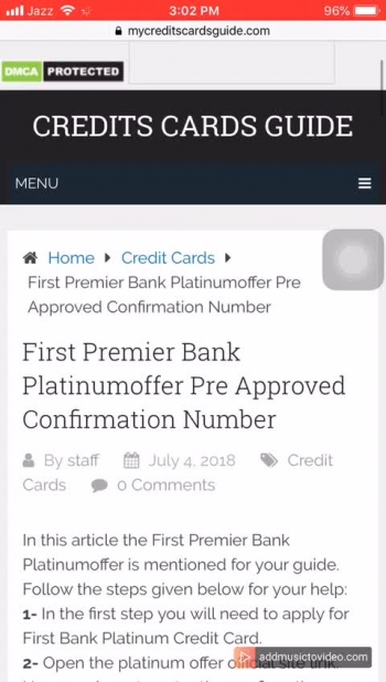 First Premier Bank Activation Credit Card