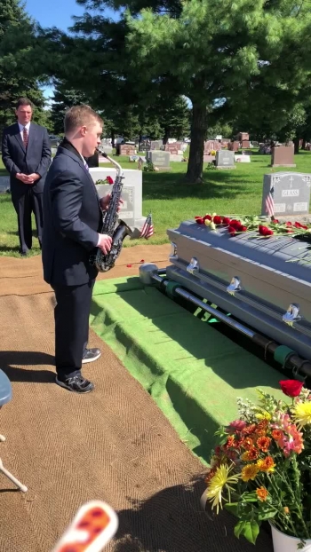 My son is 23 years old and has Down Syndrome. His grandfather, who he was very close to, passed away. Matt played him a song on his saxophone to say goodbye 