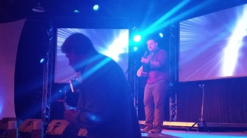 Jensen Snyder and Kenny Stratton opening for Addison Agen at benefit concert for Come2Go Ministries at C2G Music Hall in Fort Wayne, IN