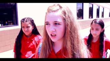 A middle school girl is called to provide  when a bully mistreats someone at a christian school.