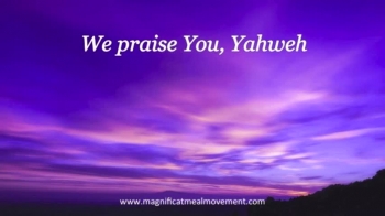 Sing along with this fun new rendition of the song ' We Praise Yahweh' sung by the Magnificat Meal Movement Choir.<br />Public Domain; Julia Cory<br /><br />©2015 Video and Sound Recording Magnificat Meal Movement Int<br />https://www.magnificatmealmovement.com