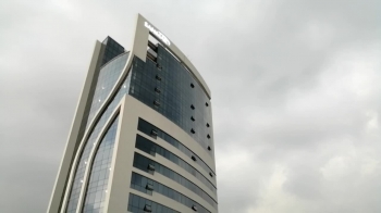 High rise building and street view of Chittagong, Bangladesh.