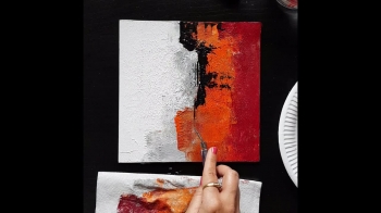 Acrylic Abstract Painting very easy for Beginners using Gesso, Knife, Roller, Brush - Sonil Arts 