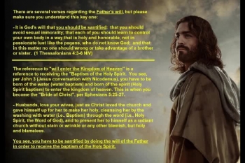 I Never Knew You.  Away From Me You Evildoer...<br /><br />Isn't this the scripture that jumps out to you and makes you wonder how it is possible for these people to do miracles and drive out demons, yet they were not yet saved.  There are a lot of incorrect man teachings on this, so we are hoping to clarify this for you.  In essence, Jesus "knows" us when we enter the kingdom of heaven on Earth after receiving the baptism of the Holy Spirit<br /><br />Yes, we still have to repent in order to seek true salvation.  However, we don't seem to be teaching this in the churches anymore.  It is time to return to seeking salvation the way that Jesus himself taught.  First, we must repent, fighting for our soul so that Jesus can step in and do the rest.  Then start seeking the "Baptism of the Holy Spirit" so that you are made into a new creation, just like the scriptures say.  Raising your hand at the end of a church sermon does not lead to true salvation.  Be honest with yourself, because God knows your heart better than you do.  You may lie to yourself, but you can't lie to God.  It is time to escape the emptiness that living in sin produces, so that you can find real joy, peace and love from above and true salvation and secure your eternal destination.<br /><br />To contact us for further help, please feel free to email us at teachingdisciples@gmail.com.  We do not have time to address negative comments.  We are only focused on helping people find Jesus Christ in a tangible way and to help people "hear" Jesus, since his sheep hear his voice.