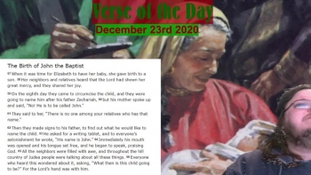 Verse of the Day<br />December 23rd 2020<br />Luke 1:57 - 66