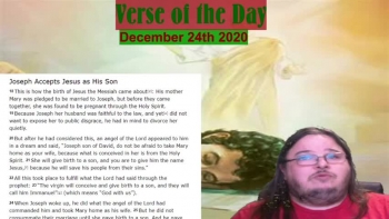 Verse of the Day<br />December 24th 2020<br />Matthew 1:18 - 25