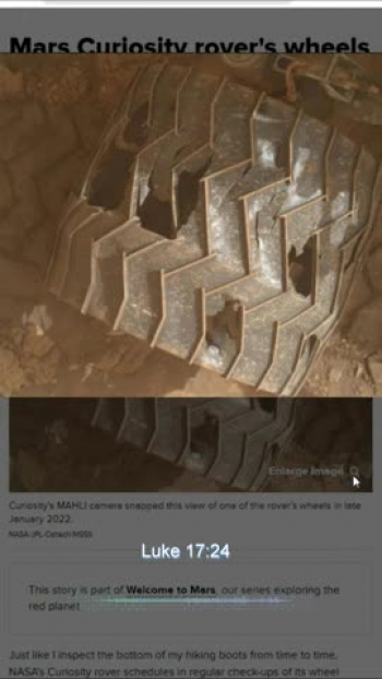 Jesus's infinite face in Mars Curiosity rover's wheel. 