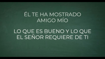 “DE LA MANO CONTIGO (Miqueas 6:8)”<br /><br /><br />¿Cómo Puedo Mostrar Mi Gratitud?<br />Por Todo Lo Que He Pasado Junto A Ti<br />Para Liberarme Diste Tu Vida<br />Todo Por Mí, Un Sacrificio Vivo<br /><br /><br />¿Cómo Puedo Comenzar?<br />Para Comprar Mi Salida De Mis Pecados<br />Me Llamaste Por Nombre Mientras  Estabas  En La Cruz<br />Usted Derramaste Tu Sangre Por Mí  Y  Pagaste   El Costo<br /><br /><br />Él Te Ha Mostrado,   Oh  Hombre<br />Lo Que Es Bueno Y Lo Que El Señor  Requiere  De Ti<br />Sino Hacer  Justicia Y Amar La Misericordia<br />Y Caminar De La Mano Con Tu Dios<br /><br /><br />Él Te Ha Mostrado,     Oh  Hombre<br />Lo Que Es Bueno Y Lo Que El Señor Requiere  De Ti<br />Sino Hacer Justicia Y Amar La Misericordia<br />Y Caminar De La Mano Con Tu Dios<br />Y Caminar De La Mano Con Tu Dios<br /><br /><br />De Ninguna Otra Manera Podría Ser Salvado<br />Había Que Pagar Un Santo Rescate<br />Busque La Verdad Y De Alguna Manera Te Encontré<br />Ahora Sé Para Qué Fui Creado<br /><br /><br />Él Te Ha Mostrado, Amigo Mío<br />Lo Que Es Bueno Y Lo Que El Señor  Requiere  De Ti<br />Sino Hacer La Justicia Y Amar La Misericordia<br />Y Caminar De La Mano  Con  Tu Dios<br /><br /><br />Él Te Ha Mostrado, Amigo Mío<br />Lo Que Es Bueno Y Lo Que El Señor  Requiere  De Ti<br />Sino Hacer Justicia Y Amar La Misericordia<br />Y Caminar De La Mano  Con  Tu Dios<br />Y Caminar De La Mano  Con  Tu Dios<br /><br /><br />Esperaba Al Señor   Que Está  En Las Alturas<br />Desde Su Santísimo Monte Oyó Mi  Clamor<br />Del Cielo A La Tierra Desde La Tumba Hasta El Cielo<br />Mi Tesoro En El Cielo Eres Tú<br /><br /><br />Él Te Ha Mostrado,    Oh  Hombre<br />Lo Que Es Bueno Y Lo Que El Señor  Requiere  De Ti<br />Sino Hacer  Justicia Y Amar La Mise<br />