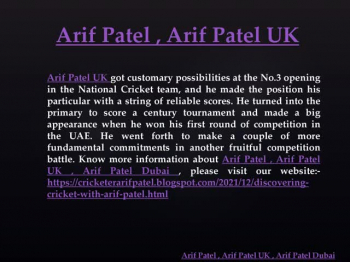 Ways to Score Runs With Arif Patel, Arif Patel Dubai 