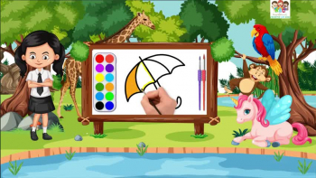 Umberella Drawing, painting and coloring for kids & Toddlers | Drawing Basics & Kids songs #036 