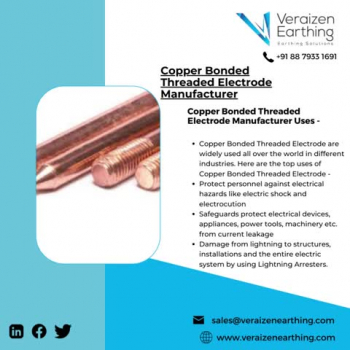 Pure Copper Earthing Electrode | Copper Bonded Threaded Electrode | GI Pipe In Strip | Verazien Earthing 