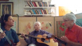 So...I got one of those stands to hold the phone while you video your rehearsal.   We tried it out today for Aunt Miriam and Shanan and my weekly time together.   Aunt Miriam is so funny and a joy to work with.   At 92 years young, she is amazing!   Hope you enjoy!