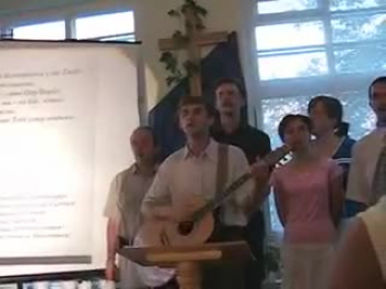 This is a video taken from a Ukrainian church singing the Heart of the City Band song 'We Choose to Bow' from the CD 'With One Voice' written by Dan Adler.