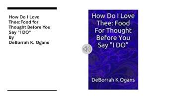 Audio Book Review & Discussion of premarital book by DeBorrah K. Ogans.

"Are you on the brink of saying 'I Do'?  Have you asked yourself:

                      Are We Ready For Marriage ? 
                      How Compatible are We? 
                      Ready for Intimacy? Commitment? The Marriage Bed? 
                      What About The In-laws. Will they truly be In-laws or Out-laws?

Many couples spend a great deal of time planning their wedding, but little time planning their marriage. They have not taken the time to have candid open discussion as to what happens after the wedding. 

Planning your wedding is important, but so is planning your marriage. All too often it is the idea of all the exciting Showers, Parties, Celebrations and activities that many have come to enjoy, rather than the marriage itself.

DeBorrah K. Ogans' book "How Do I Love Thee:Food For Thought Before You Say I Do", invokes you to dig deeper into these questions before tying the knot.

Available on Amazon at https://www.amazon.com/dp/B0CCXHY1TZ 
(E-book, Paperback, or Audiobook)