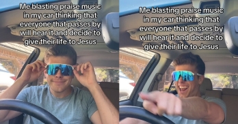 Me Blasting Praise Music in My Car