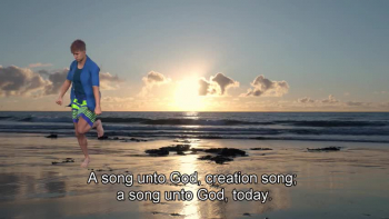 'Creation Song' is an exciting song about the creation account. According to the Bible, Heaven and earth were created in six days. The song tells the creation account, as described in Genesis one and two, as well as Job 38.

'The earth was void and without form, and darkness was over the surface of the deep.
You hovered over the waters, then. You spoke and the light, it came to be.
You made the vault or the firmament, divided the waters above and below.
You gathered the waters under the sky. You formed dry land; the ground, it shows.'

'The sun and the moon in the vault give light. The little lights shine in the vault at night.
They move around up above. The birds of the air, they take flight.
The animals roam, and the plants grow. The rivers of the world begin to flow.
The springs rise up to water the earth; the earth stands still, this I know.'

The chorus summarises the creation of Heaven and earth.

'You formed Heaven and Earth, you made man and woman.
You laboured for six days. I will sing your praise.'

There are two bridges, which are based on Job 38. The music video portrays creation, and as usual, contains 3D computer animation.