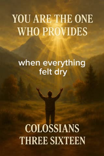 🙏 “You Are the One Who Provides” is an original Christian worship song that declares God’s faithfulness as our ultimate provider — spiritually, emotionally, and materially.

🌾 Inspired by Philippians 4:19 — “And my God will meet all your needs according to the riches of his glory in Christ Jesus.”

🎧 Let this song encourage your heart and renew your trust in the One who never fails.

🔗 Watch on YouTube: 🎵 Lyric Video 🎶  by [ColossiansThreeSixteen]
https://youtu.be/bkWbBQVBgMg

🎶 If this song blesses you, please like, share, and subscribe. God bless you!

#ChristianMusic #WorshipSong #GodProvides #YouAreTheOneWhoProvides #Faith #Encouragement #PraiseAndWorship