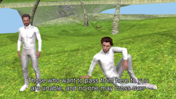 This is an animation of The Rich Man and Lazarus (an animated Bible story), with subtitles. There is a rich man, living in luxury every day, and meanwhile, a poor man called Lazarus. The rich man ignores the poor man. The poor man dies, and goes to Heaven, while the rich man goes to Hell. The story can be found in Luke 16:19-31. It is a parable taught by Jesus Christ.