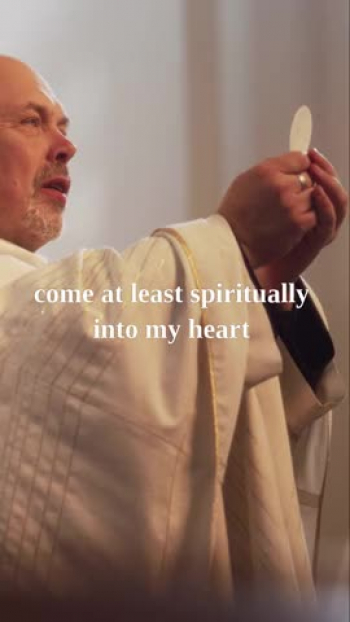 Join us in this heartfelt prayer of spiritual communion. 🙏

My Jesus,
I believe that You are present in the Most Holy Sacrament.
I love You above all things,
and I desire to receive You into my soul.
Since I cannot at this moment receive You sacramentally,
come at least spiritually into my heart.
I embrace You as if You were already there
and unite myself wholly to You.
Never permit me to be separated from You.
Amen.

If this prayer touched your heart, don’t forget to like, share, and subscribe for more uplifting messages from True Pasture Official0.
https://youtube.com/shorts/kOGyBcBNrzI?si=Cem8531-syQTCfzb