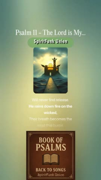 Psalm 11 conveys a spirit of unshakable courage and defiance, as the writer rejects the urge to flee in fear and instead chooses to trust in God’s sovereign control. It reflects a calm, resolute peace rooted in the belief that while the world’s foundations may shake, God remains on His throne to test the heart and execute perfect justice.

The "Book of Psalms: Back to Songs" project is a creative endeavor to restore the original spirit of the #psalms  -  as songs of worship, lament, praise, and reflection-by transforming them back into musical form, as many were written. Drawing from modern translations of the classic biblical texts, this project reimagines the Psalms with fresh musical arrangements that blend timeless messages with modern sounds.

Each Psalm is thoughtfully adapted into lyrical and melodic compositions, many using modern tools, to explore harmonies, instrumentation, and genre-blending arrangements. From soulful acoustic ballads and rock/pop hymns to country pieces and R&B-inspired tunes, the project seeks to make the Psalms accessible and resonate with today’s listeners, while staying true to their emotional and spiritual depth.

lyrics:
[Intro: Soft piano and echoing drums build]
The Lord is my fortress…

[Verse 1]
Don’t tell me to run away,
Like a bird to the mountain high.
You say, “The wicked hide in shadow,
Their arrows drawn beneath the sky.”
They aim their hearts toward the righteous,
As the world begins to shake.
When all that’s good is breaking down,
What strength can the faithful take?

[Chorus: Anthemic and emotive]
The Lord is seated
In His holy temple,
High upon His throne above.
He sees the hearts of every soul,
He reigns in truth and love.
Through every storm, through every test —
The Lord is my fortress!

[Verse 2]
The Lord examines every heart,
He knows the ones who stand for peace.
But those who live with cruel intent
Will never find release.
He rains down fire on the wicked,
Their breath becomes the wind that burns.
But grace remains for those who seek,
And justice soon returns.

[Instrumental: Emotional guitar and strings swell]

[Bridge: Soft then rising in power]
The Lord is right, His ways are true,
He loves the light in all we do.
And every heart that walks in grace
Will see His shining face.

[Powerful Outro: Full band and orchestral lift]
The Lord is seated
In His holy temple,
High upon His throne above.
He knows our pain, He knows our hearts,
He reigns in endless love.
Through every storm, through every test —
The Lord is my fortress!

[Fade Out: Whispered echo with piano and strings]
The Lord… my fortress…

----
notes: Words updated for song lyrics
style: Pop, Rock, Emotional, soundtrack, female vocals, soul, blues

#PsalmsProject #ModernWorship #AncientWordsNewSound #ChristianMusic #WorshipMusic #FaithAndArt #ScriptureInSong #PraiseHim #Christian #Jewish #Bible #rock #praise #worship #pop #music #modern #BookofPsalms #christianmusician #scripture #PsalmsBackToSongs
