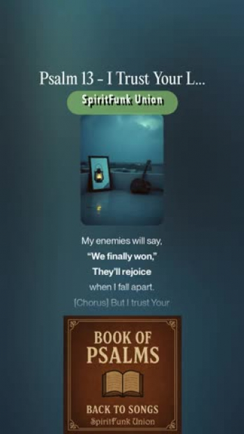 Psalm 13 captures a dramatic shift from the aching exhaustion of "How long, O Lord?" to a heart-wrenching plea for light in the midst of spiritual darkness. It ultimately resolves into a spirit of restored joy, as the writer chooses to sing in anticipation of God's faithful love despite the lingering presence of sorrow.
The "Book of Psalms: Back to Songs" project is a creative endeavor to restore the original spirit of the #psalms  -  as songs of worship, lament, praise, and reflection-by transforming them back into musical form, as many were written. Drawing from modern translations of the classic biblical texts, this project reimagines the Psalms with fresh musical arrangements that blend timeless messages with modern sounds.

Each Psalm is thoughtfully adapted into lyrical and melodic compositions, many using modern tools, to explore harmonies, instrumentation, and genre-blending arrangements. From soulful acoustic ballads and rock/pop hymns to country pieces and R&B-inspired tunes, the project seeks to make the Psalms accessible and resonate with today’s listeners, while staying true to their emotional and spiritual depth.

---
notes: Words updated for song lyrics
style: Rock, Blues Rock, Raw Emotion, female vocals
