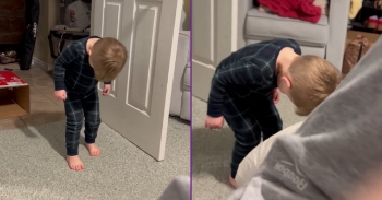 <p>My toddler was trying to be sneaky into my room and thought I couldn’t see him! Of course I could see him perfectly but I let him believe I never saw!</p><p><br></p>