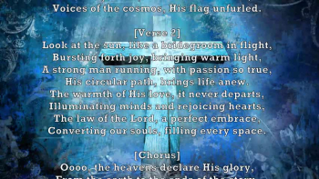 The lyrics are scrolled on the screen for viewing.
