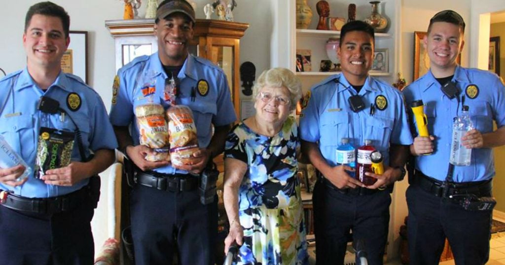 godupdaets clearwater police bring 94-year-old grandma hurricane supplies 1