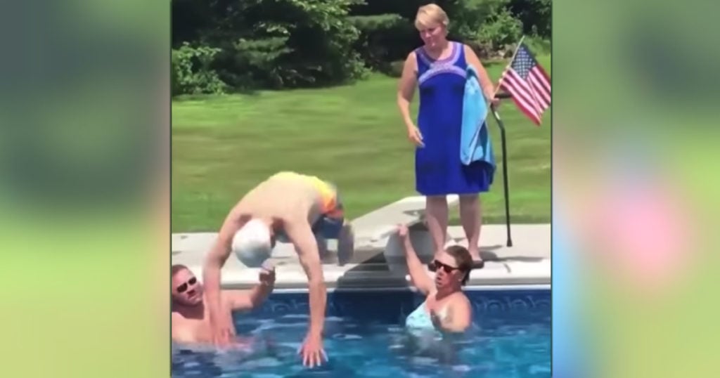 95-year-old veteran diving into pool 1