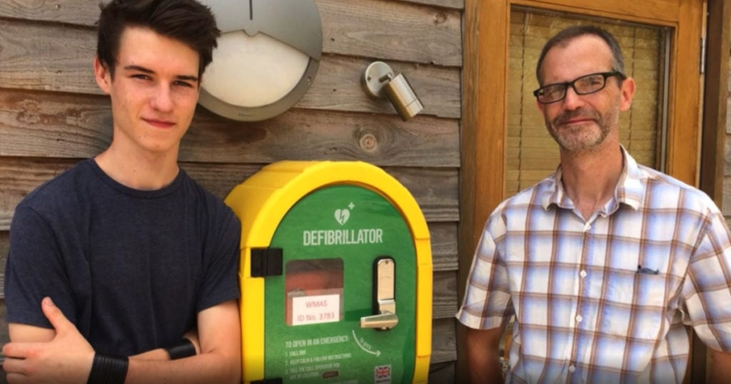 dad installed the school's defibrillator and saved son fb