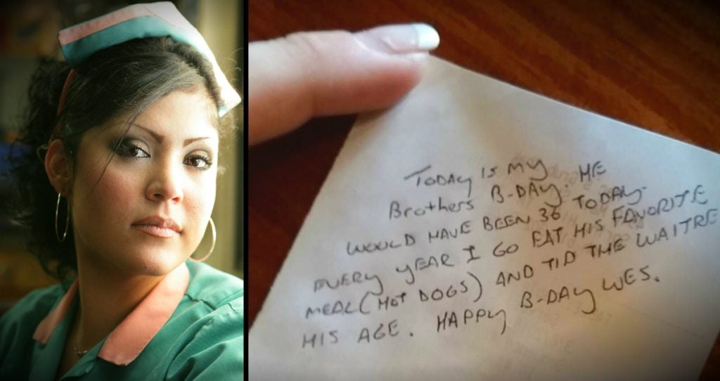 godupdates grieving customer leaves waitress tip and note honoring late brother's birthday fb