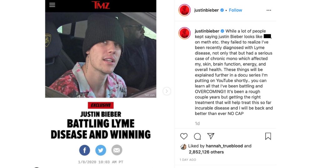 justin bieber updates instagram lyme disease diagnosis