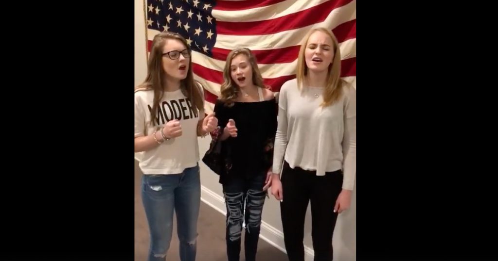 Trio Of Teen Girls Sing A Cappella Rendition Of The National Anthem